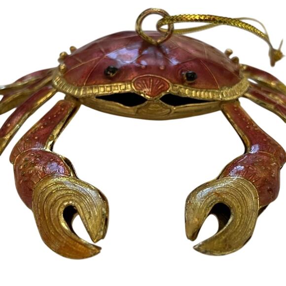 Alsan Victorian Enameling Cloisonné Ornament Crab Hinged Legs Beach - Picture 7 of 13